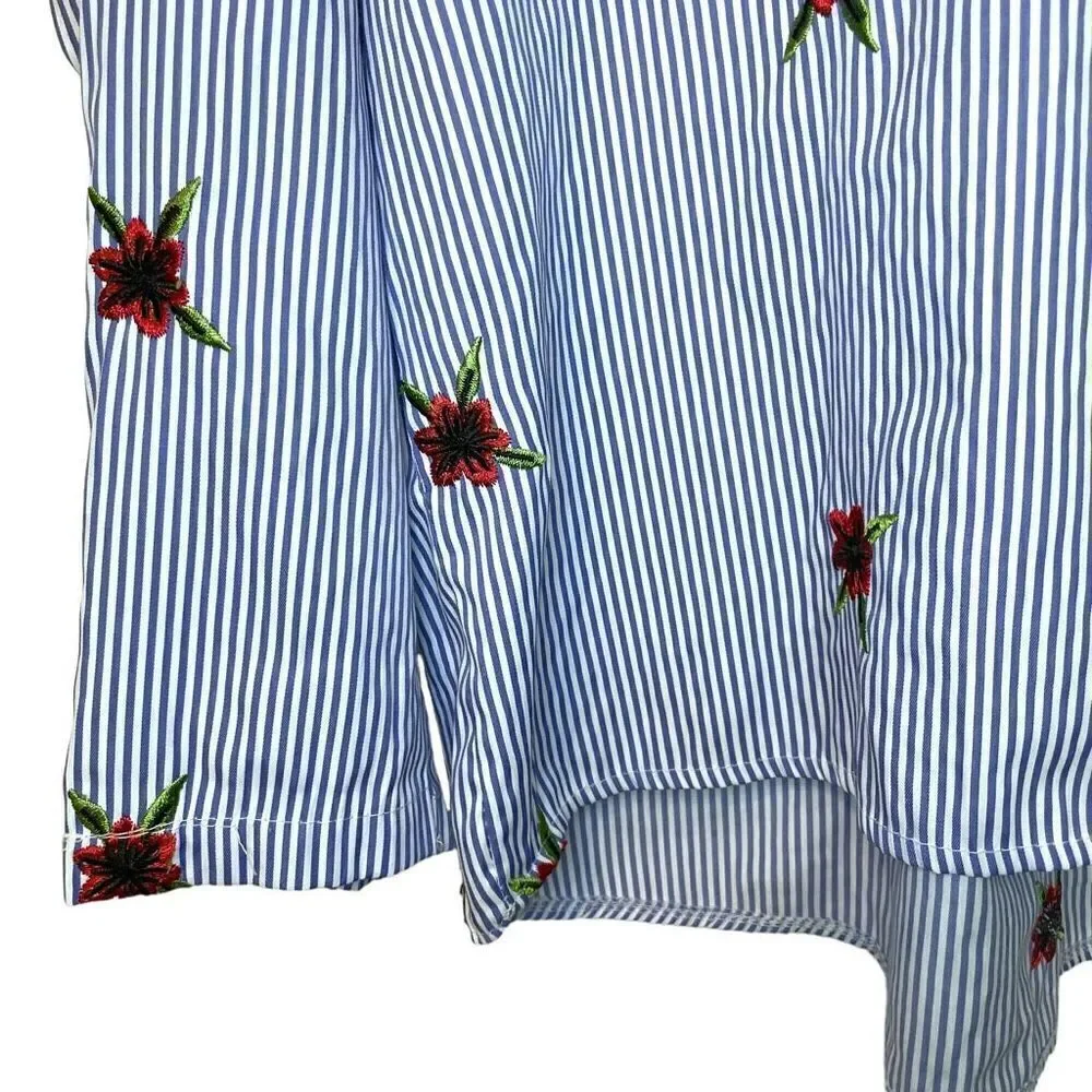 Striped Split Neck Top Made in Italy - Picture 5 of 8